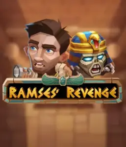 Uncover the ancient world of Ramses' Revenge slot by Relax Gaming, featuring a startled explorer and a menacing mummy set against an Egyptian tomb backdrop. This image portrays the drama of Egyptian archaeology, perfect for fans of Egyptian-themed slots, delivering a gripping gaming experience. 